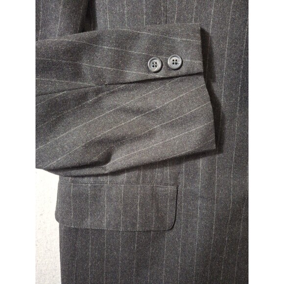 VTG Brooks Brothers Blazer Men 44L Chalk Stripe Made In USA Black Jacket 90s - Picture 4 of 11
